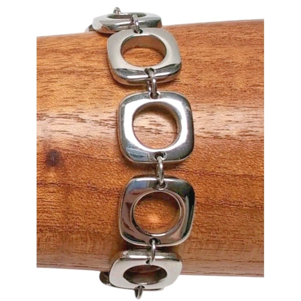 Steel by Design Stainless Toggle Bracelet Chunky Geometric Silver Tone Unisex